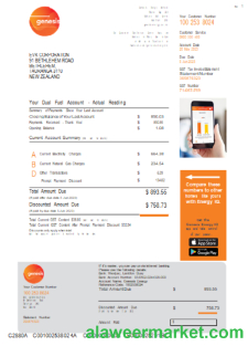 Genesis Gas utility business bill, Word and PDF template, page 1 SCR